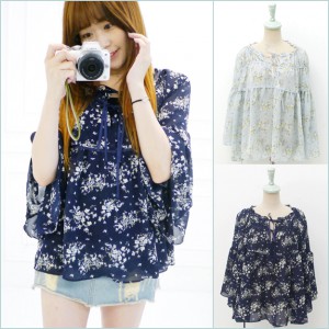 http://www.getfreee.co.kr/shop/shopdetail.html?branduid=126984&search=&page= 개뿔이 [쉬폰 꽃무늬 블라우스 끈 리본 포인트 예쁜 블라우스 ...